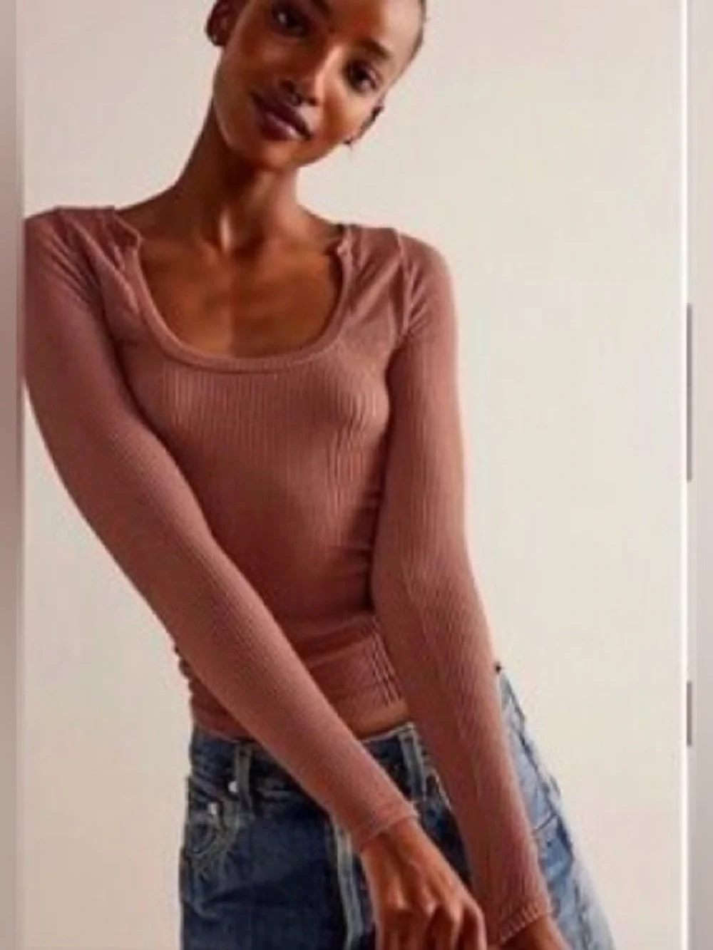 Free People Intimately Clean Slate Layering Top in Withered Rose Size M/L NWT